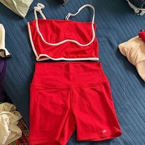 ALO Yoga Red and White Set
